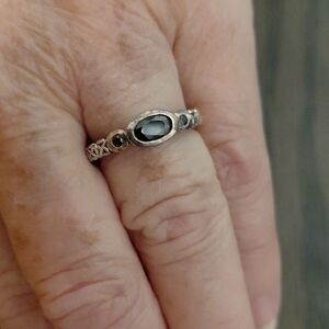 925 Blackish stone ring 6